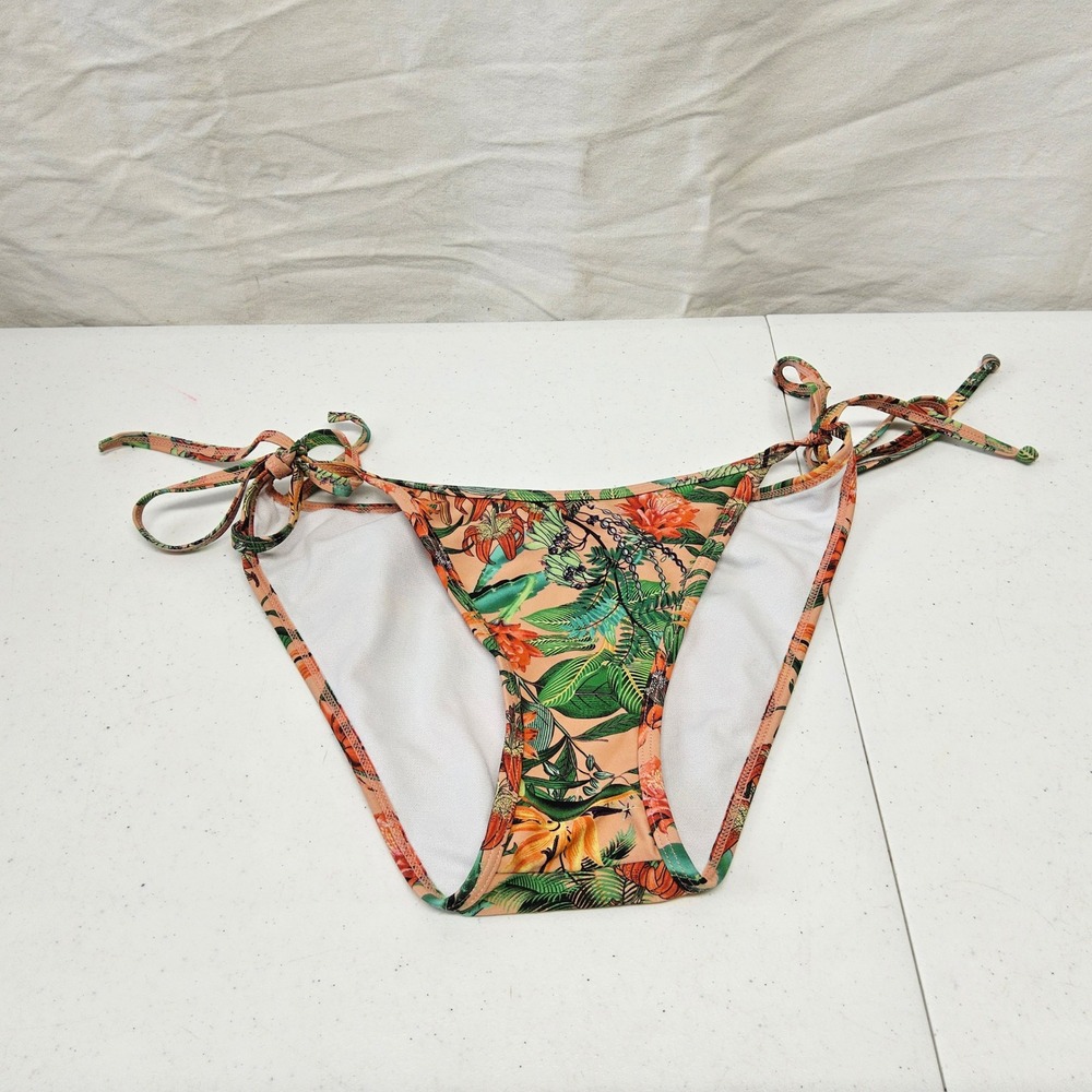 Express Bikini Bottom Women S Peach Floral Tropical Side Tie Swimwear